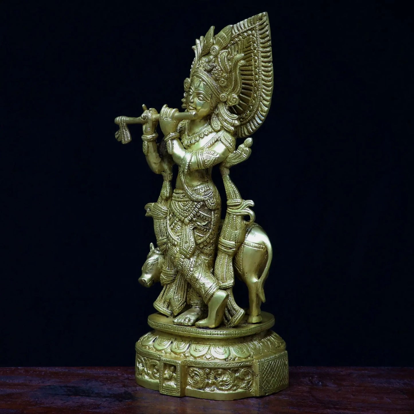 Lord Krishna With Cow standing on base 14" craftsview