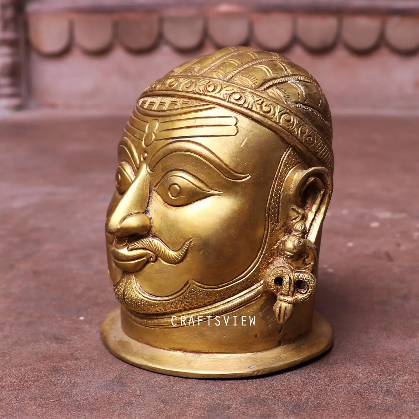 Brass Shiva Head Figurine 5.5" craftsview