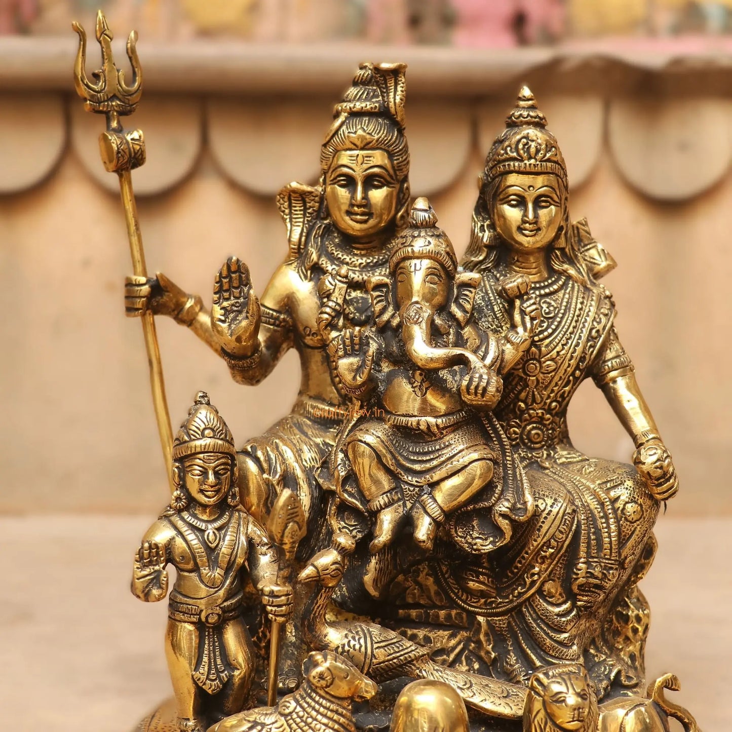 9.5" Brass Shiva Family Statue Craftsview