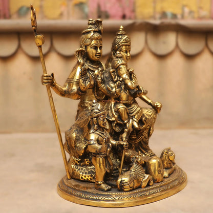 9.5" Brass Shiva Family Statue Craftsview