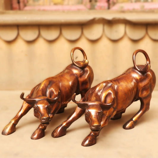 Brass Fighting Bull Animal Figurine Decorative Statues Craftsview