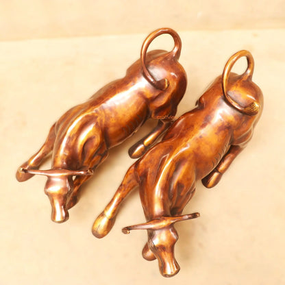 Brass Fighting Bull Animal Figurine Decorative Statues Craftsview