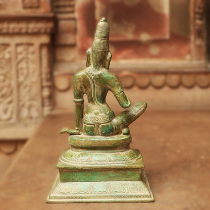 Brass Sitting Parvati Statue Vintage Green 12" Craftsview