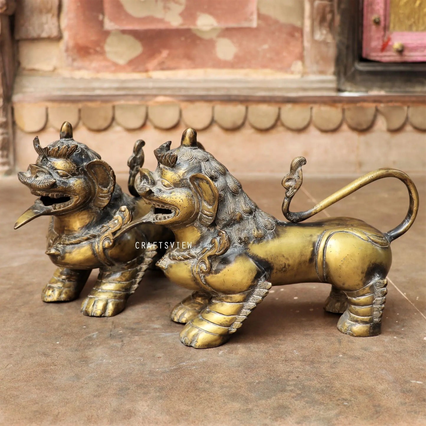 Brass Jakartan Lion Animal Sculpture craftsview