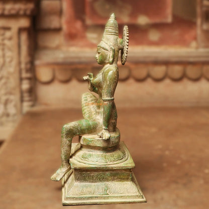 Brass Sitting Parvati Statue Vintage Green 12.5" Craftsview