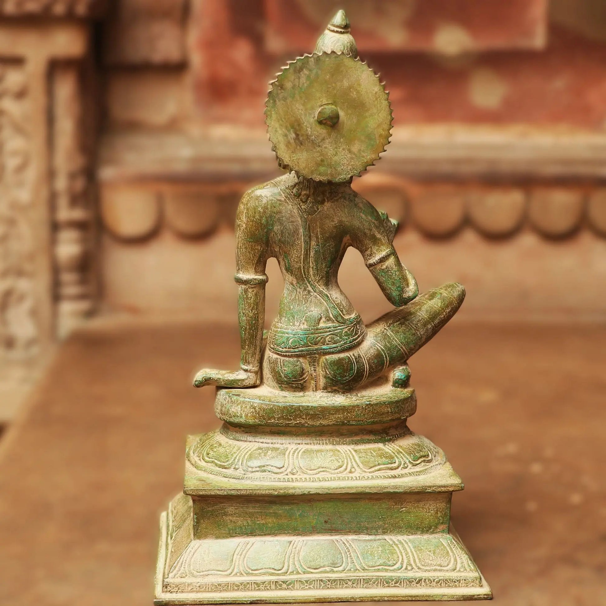 Brass Sitting Parvati Statue Vintage Green 12.5" Craftsview