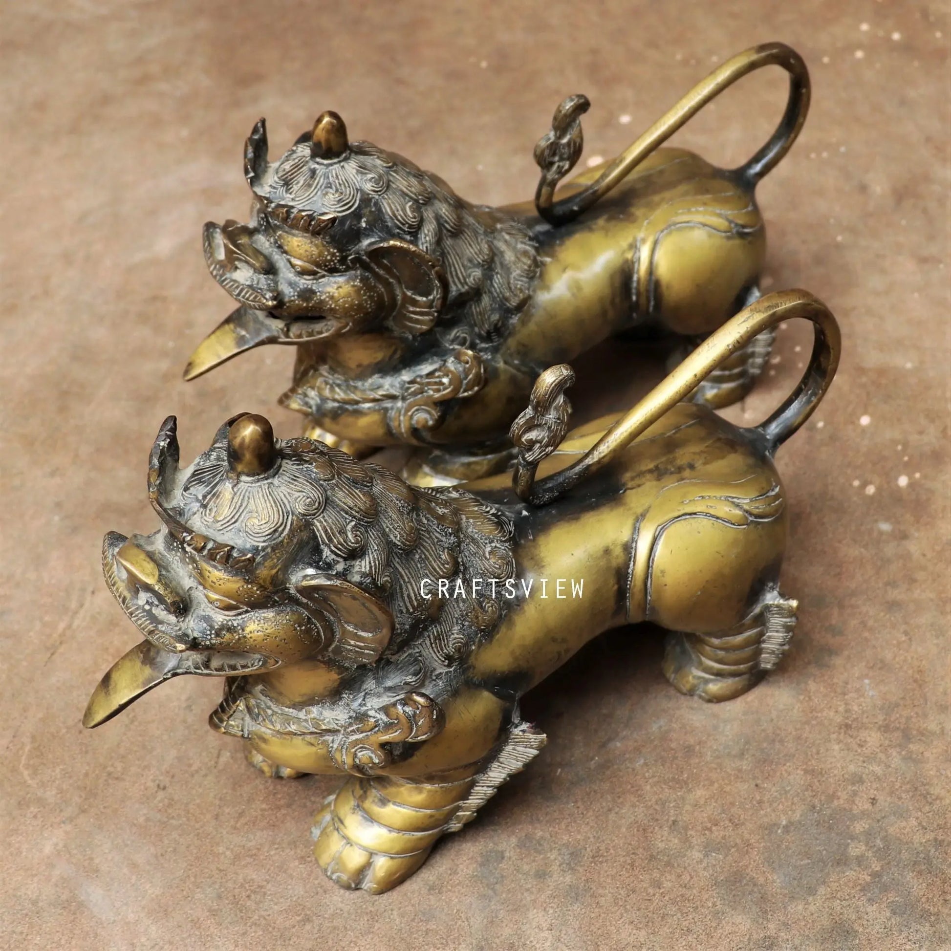 Brass Jakartan Lion Animal Sculpture craftsview