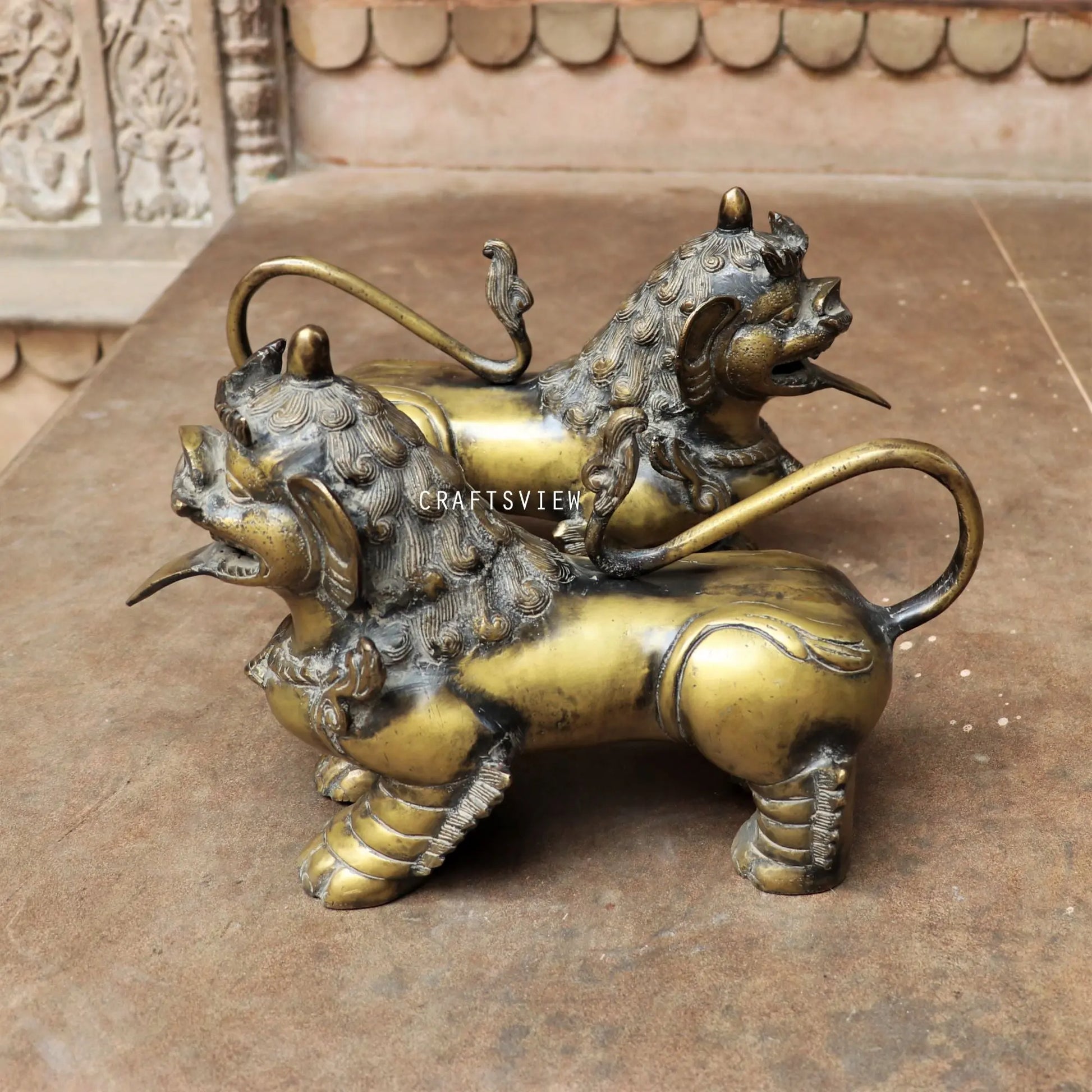 Brass Jakartan Lion Animal Sculpture craftsview