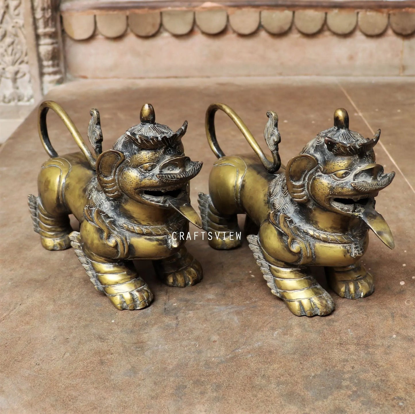 Brass Jakartan Lion Animal Sculpture craftsview