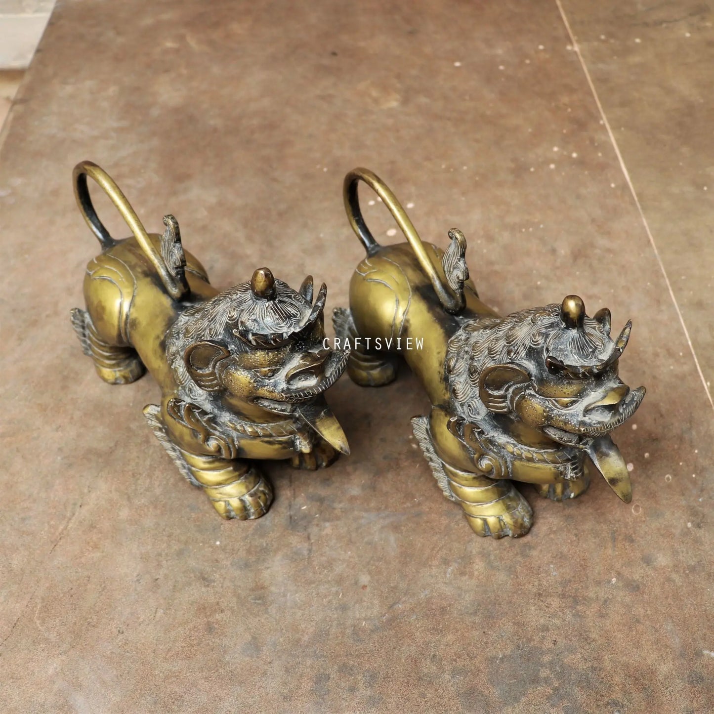 Brass Jakartan Lion Animal Sculpture craftsview