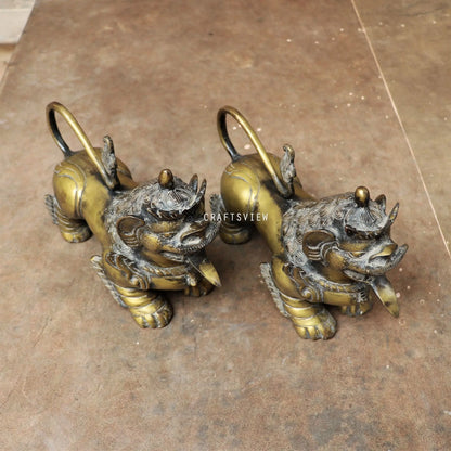 Brass Jakartan Lion Animal Sculpture craftsview