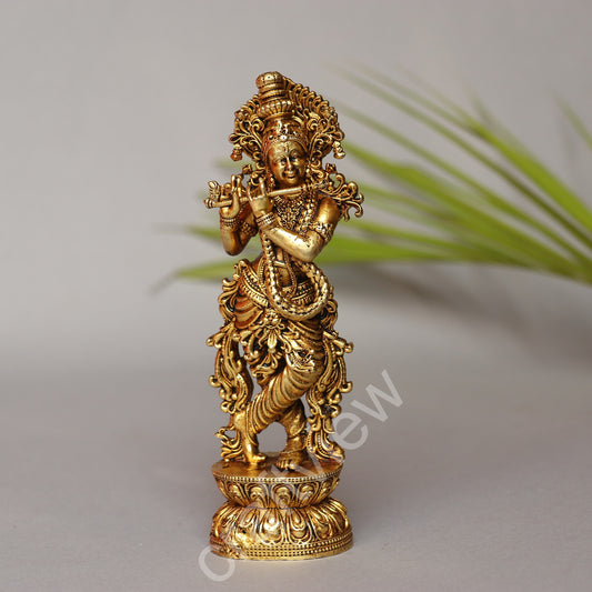 Artistic Brass Krishna Idol 15 cm