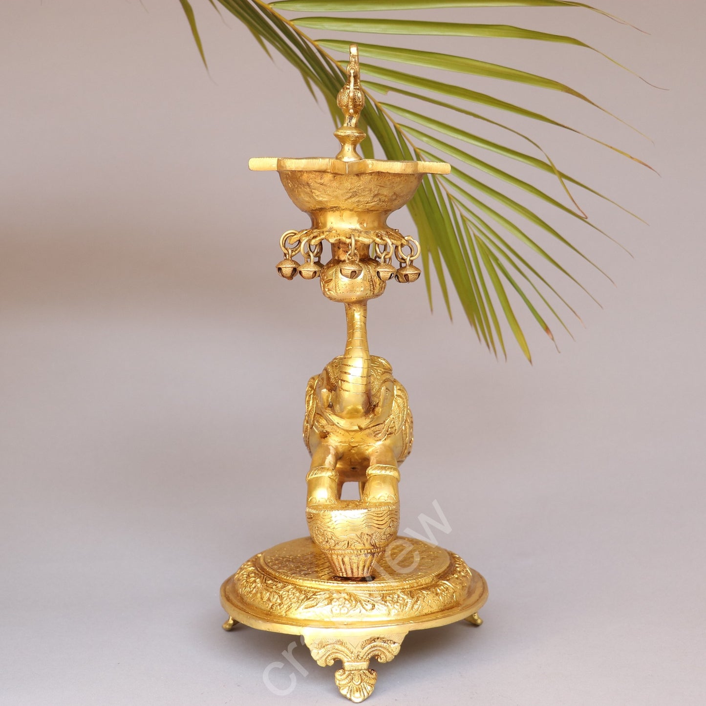 Brass Elephant with Oil Lamp 18"