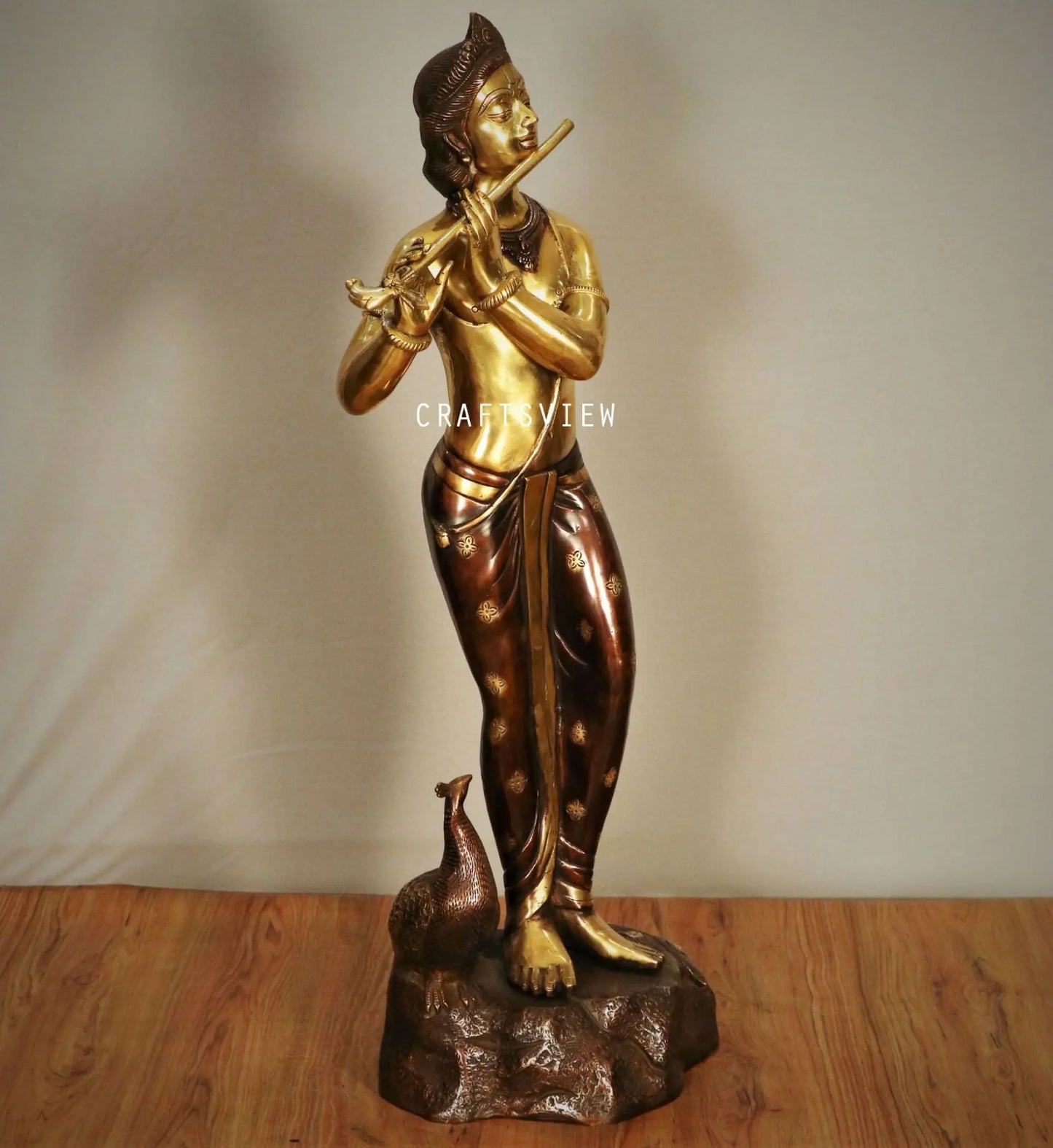 Brass Beautiful Lord Krishna Idol Superfine 21" Craftsview