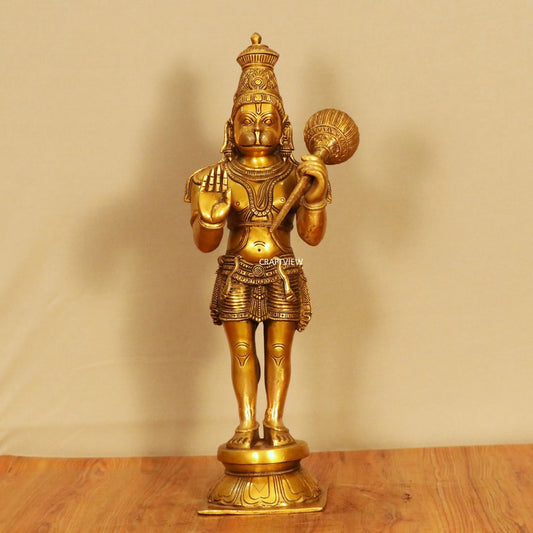 Brass Hanuman Standing Statue 21" craftsview