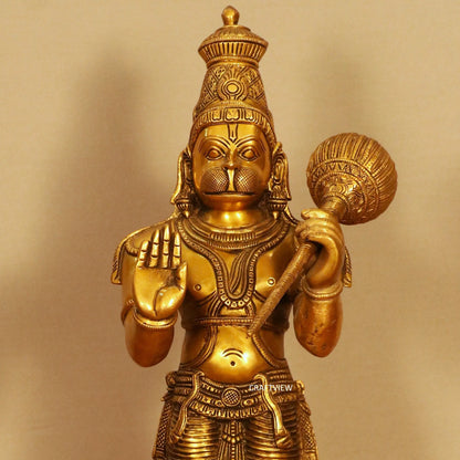 Brass Hanuman Standing Statue 21" craftsview