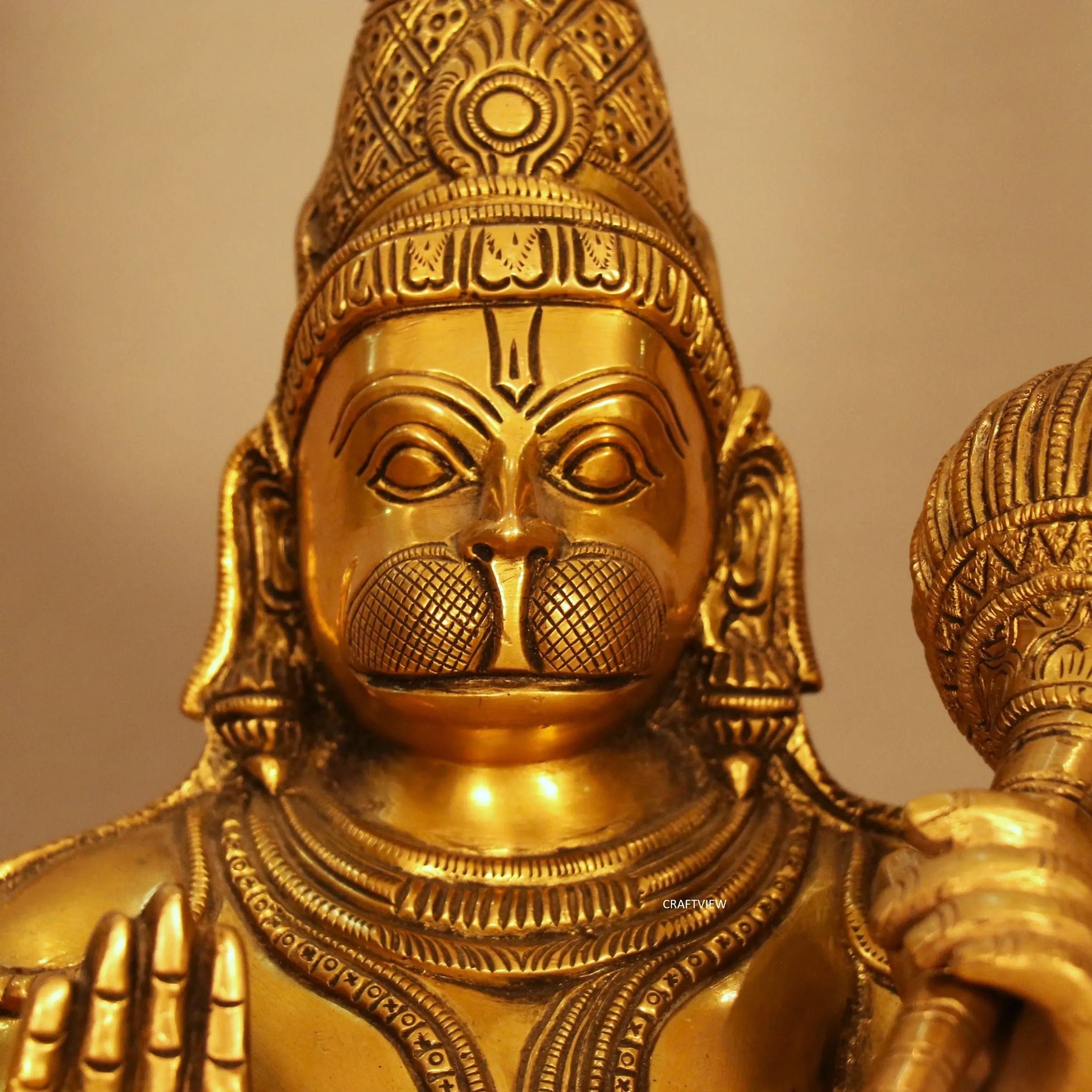 Brass Hanuman Standing Statue 21" craftsview