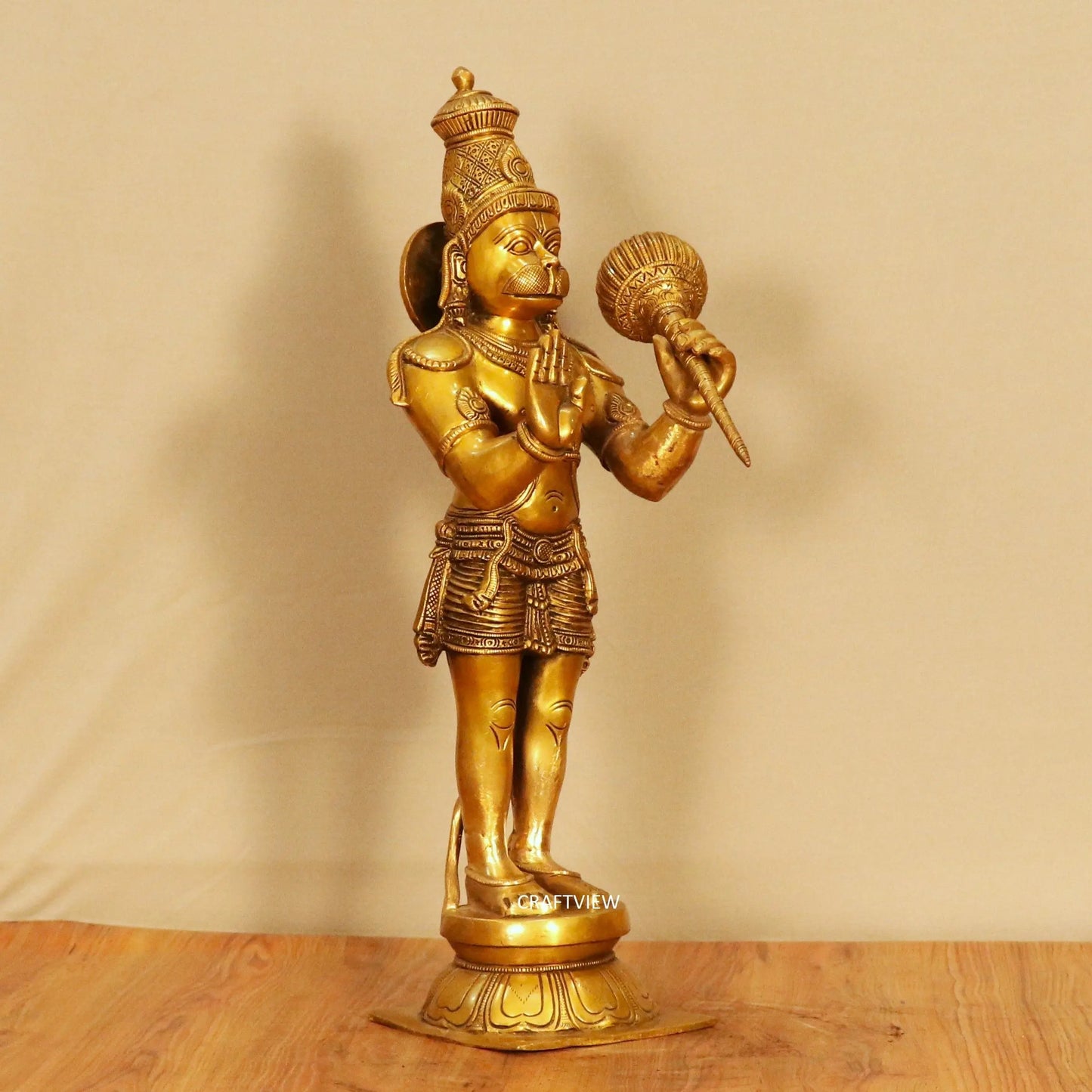 Brass Hanuman Standing Statue 21" craftsview