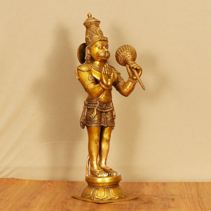 Brass Hanuman Standing Statue 21" craftsview