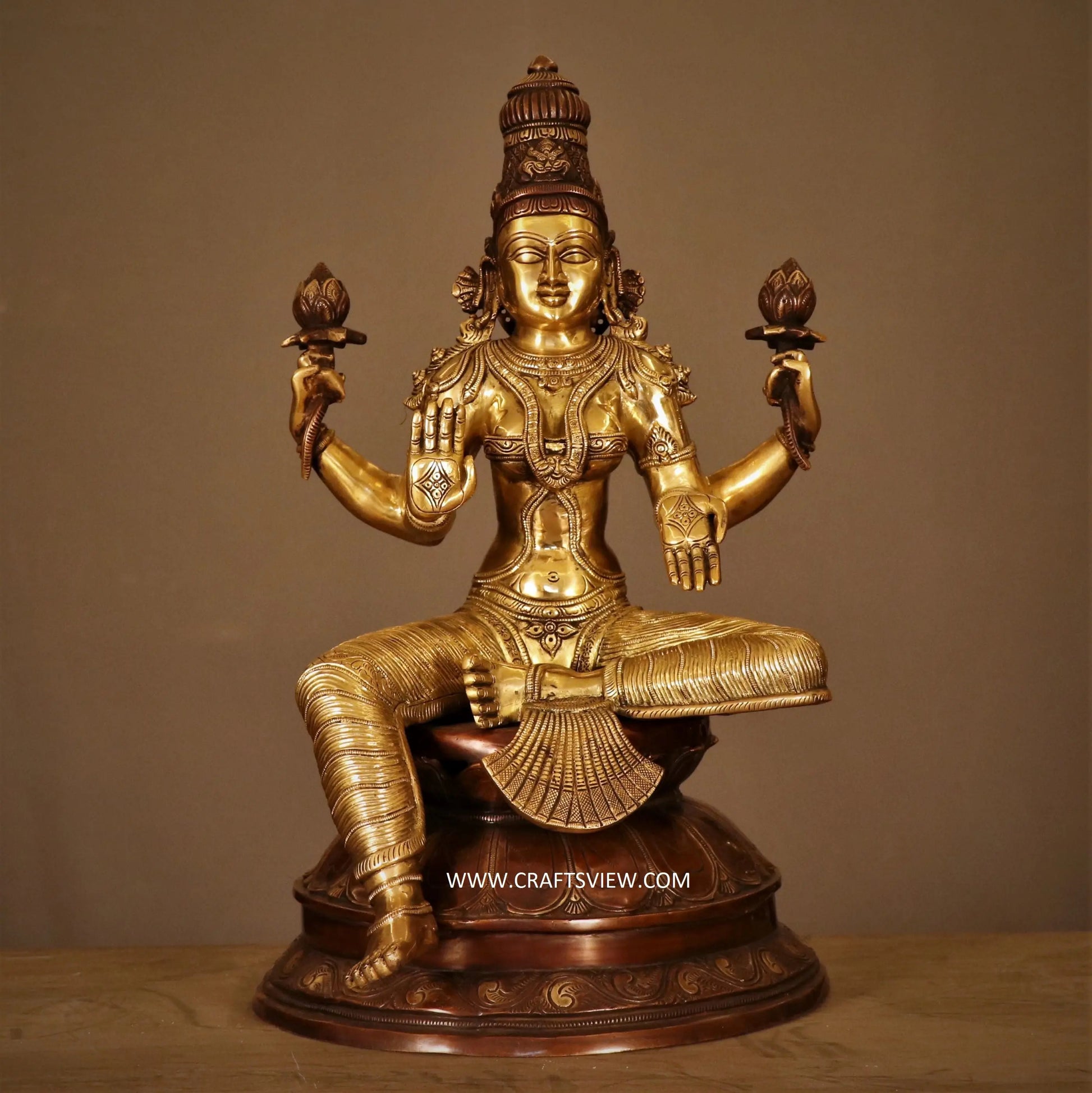 Brass Maa Lakshmi Statue 24" craftsview