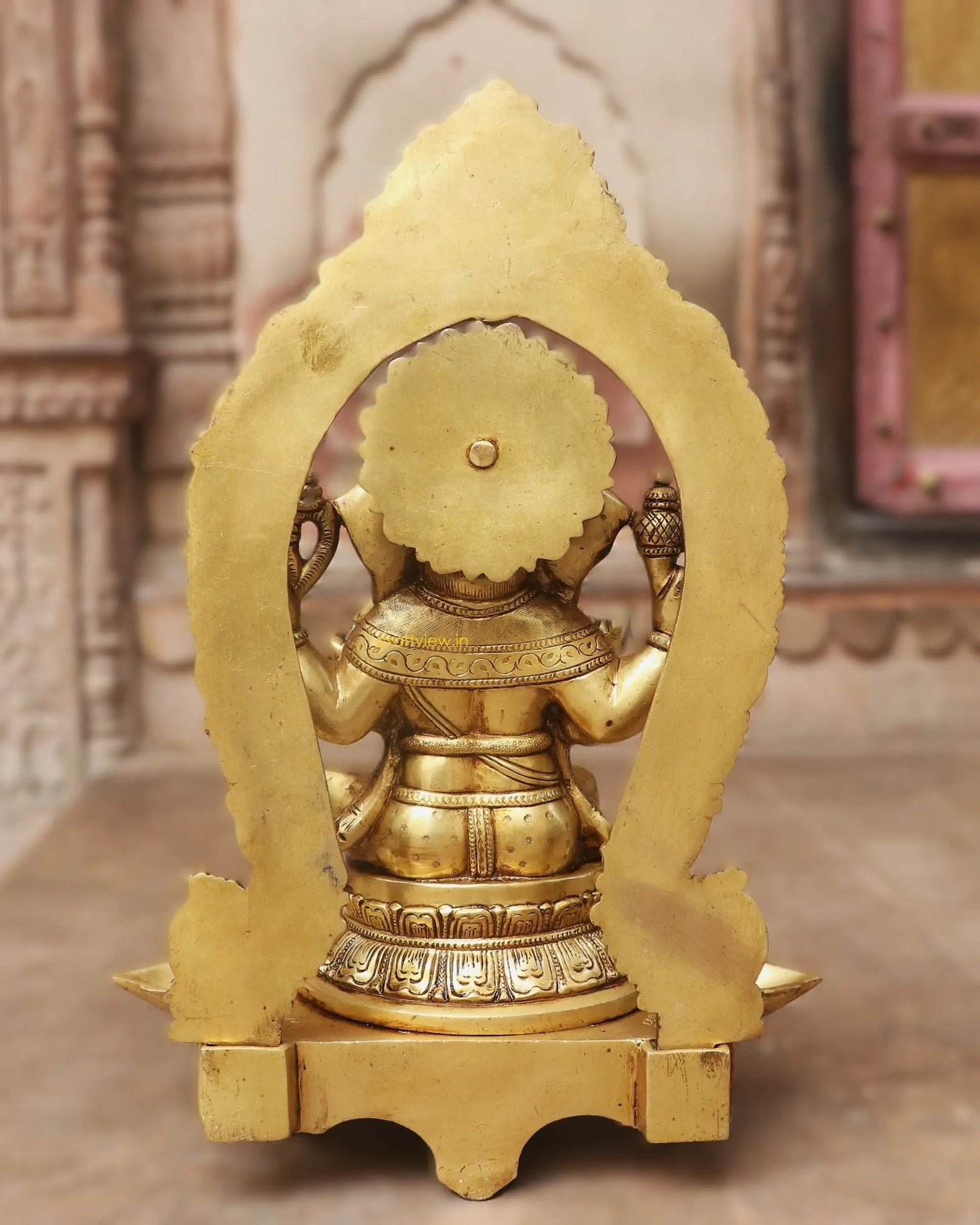 18" Brass Lord Prabhavali Ganesha Statue with 5 Oil Wick Craftsview