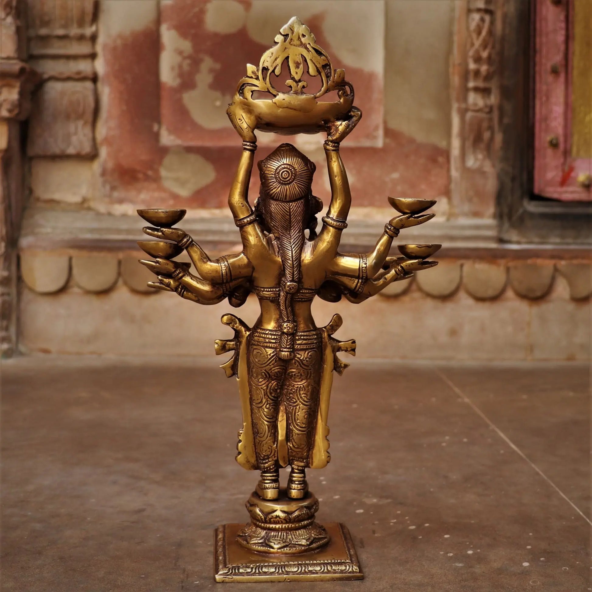 Brass Deep Lakshmi Statue Holding in Deep 16" craftsview