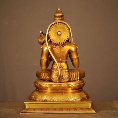 Brass Hanuman Sitting On Lotus Base 18" craftsview