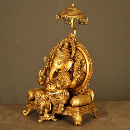 Brass Ganesh Statue Sitting On Sinhansan craftsview