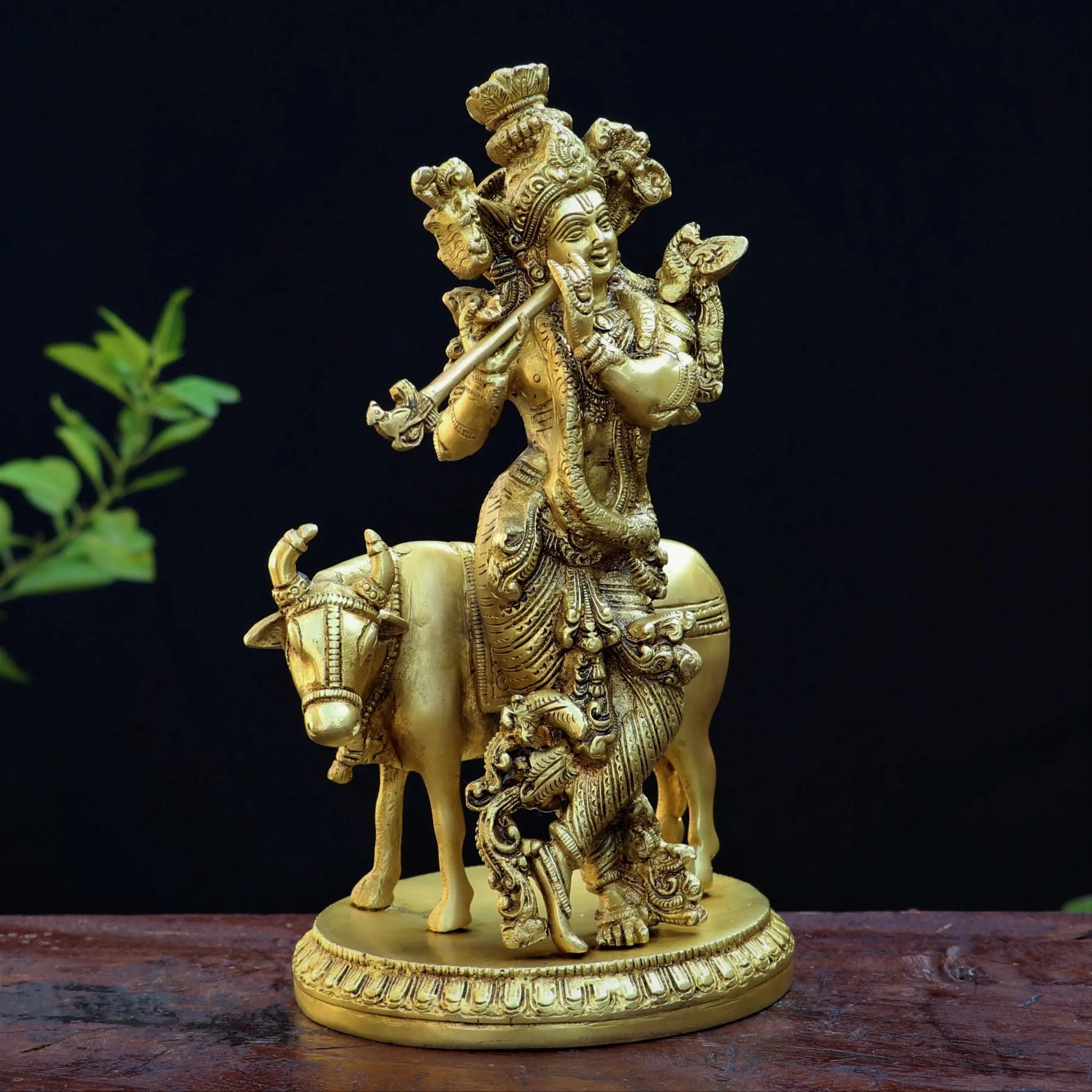 Brass Lord Cow Krishna Statue craftsview