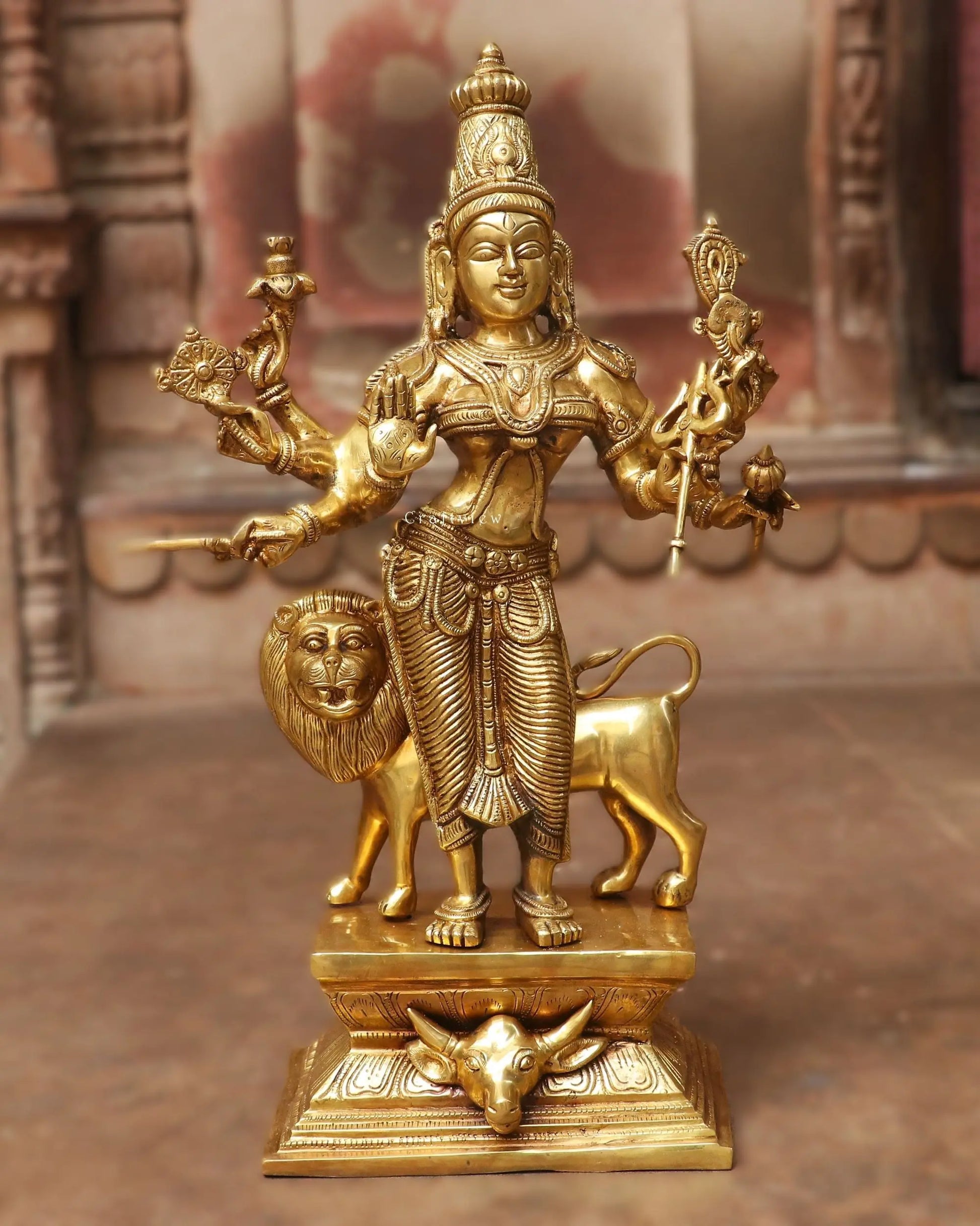 18" Brass Durga | mahishasur mardini | Statue - Craftview