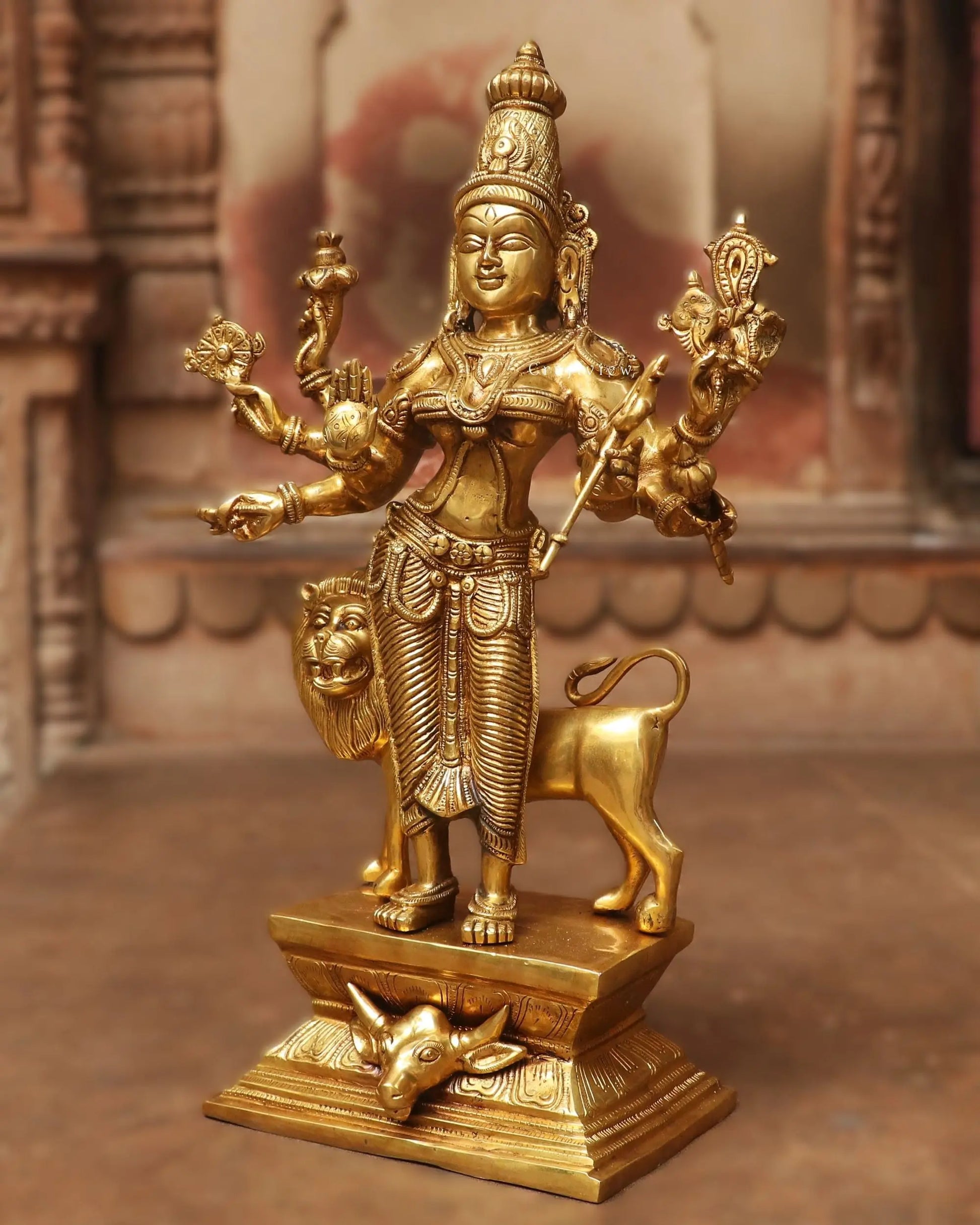 18" Brass Durga | mahishasur mardini | Statue - Craftview