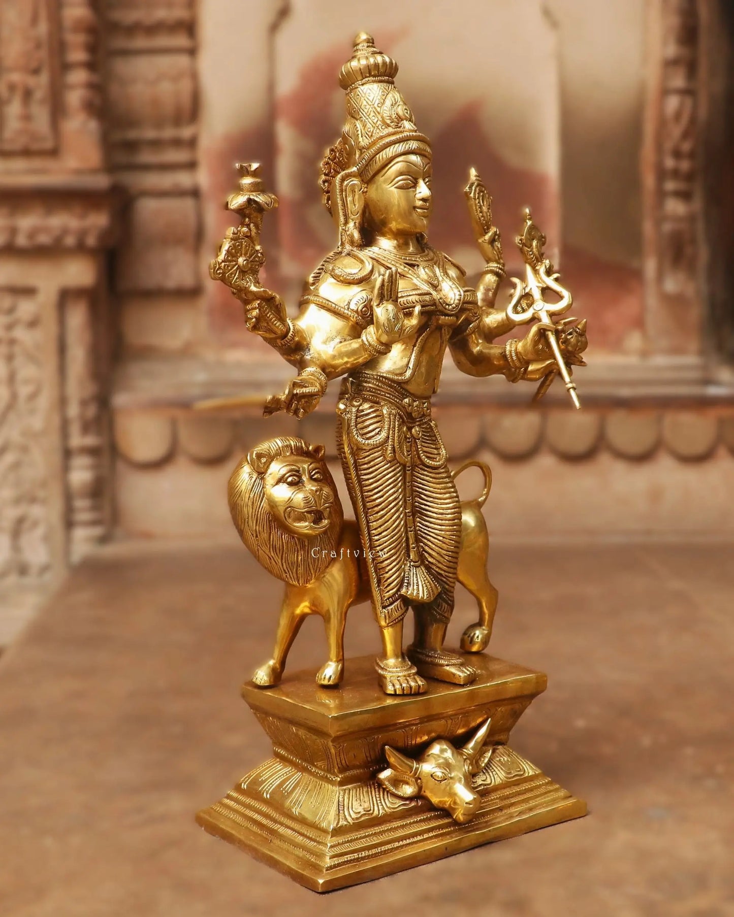 18" Brass Durga | mahishasur mardini | Statue - Craftview