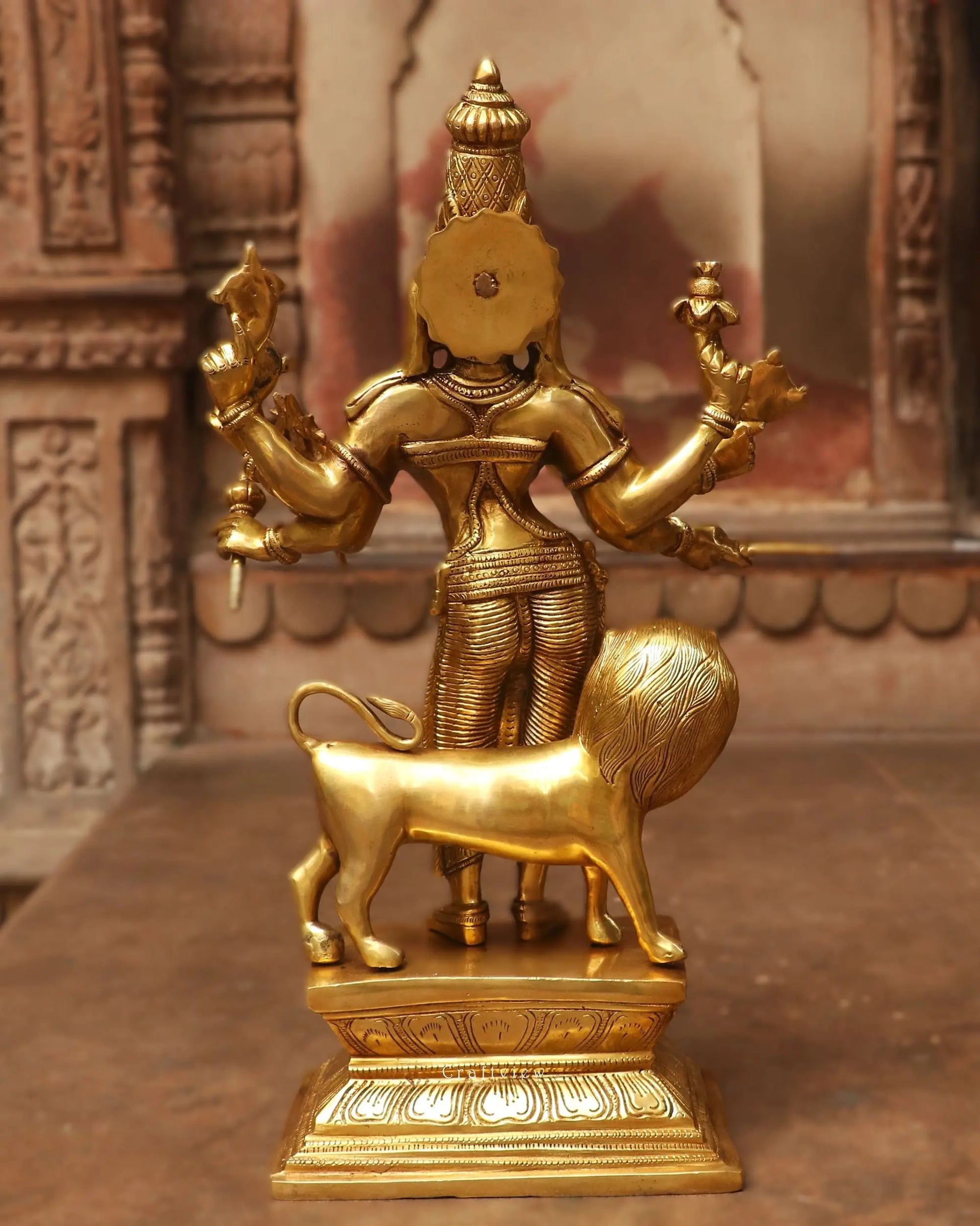 18" Brass Durga | mahishasur mardini | Statue - Craftview