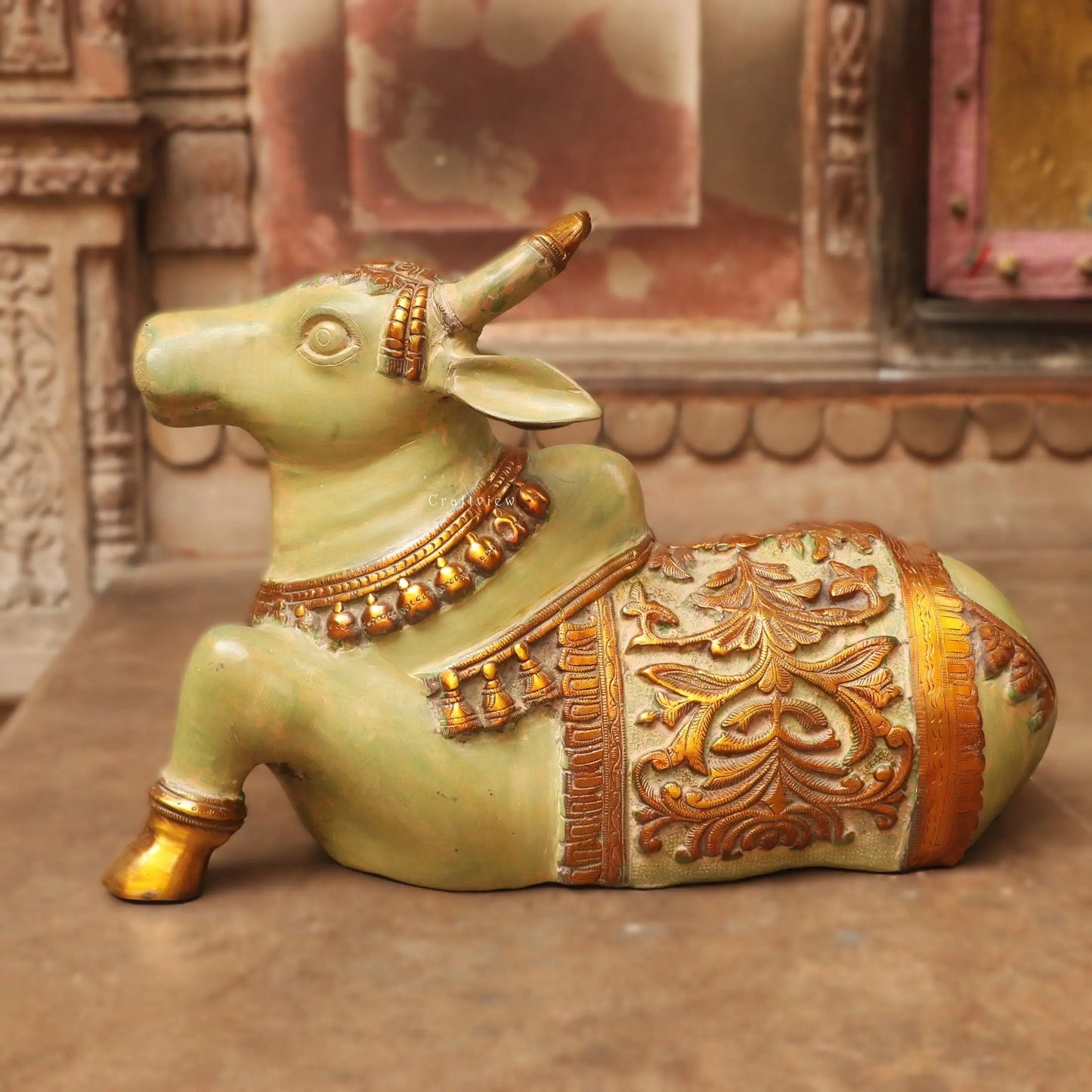 Shiva Nandi Brass Statue 14" Craftsview