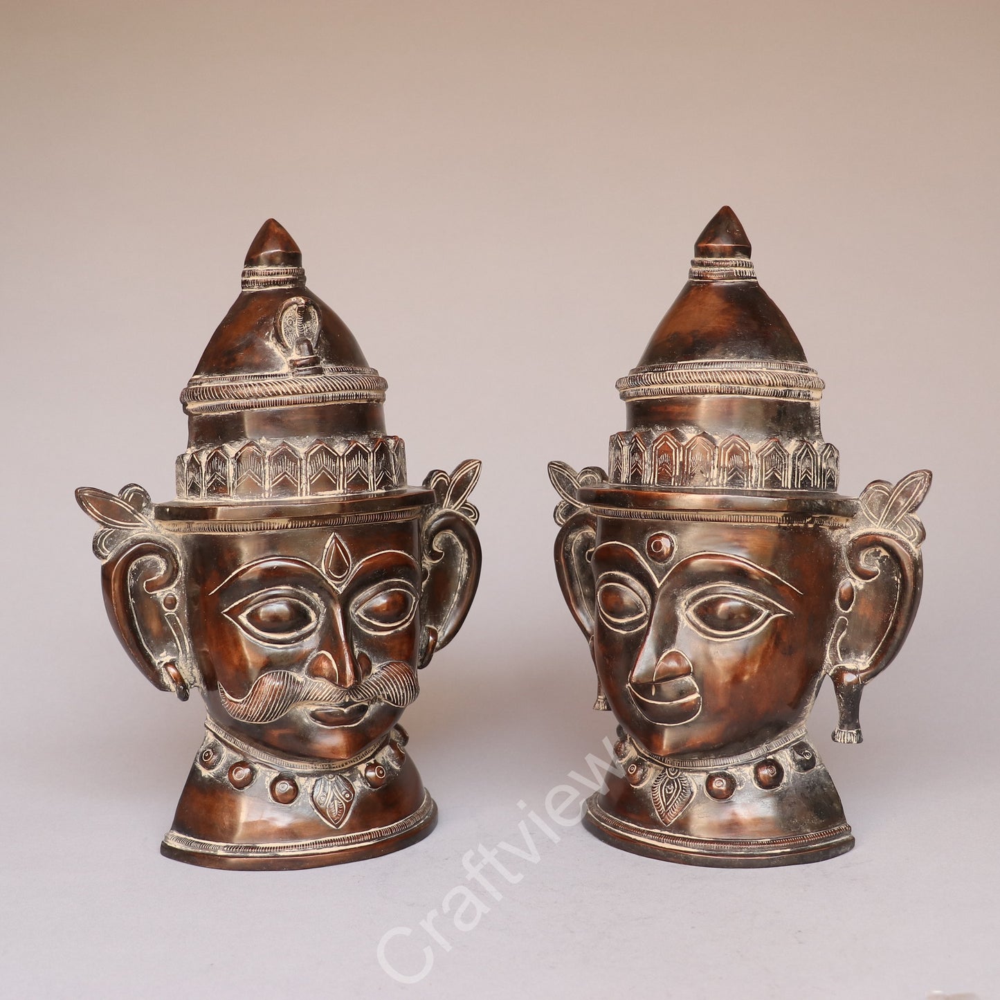Brass Shiva Gauri Mask Decorative