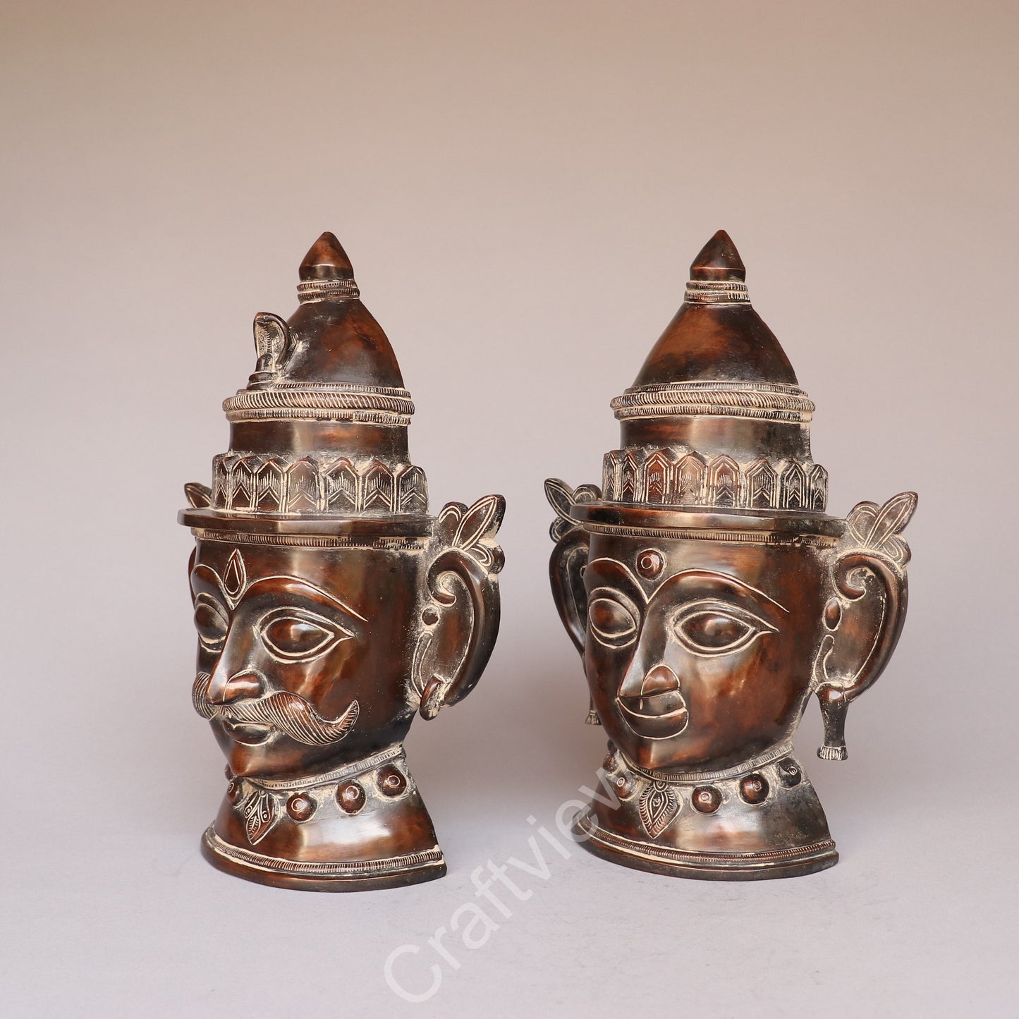 Brass Shiva Gauri Mask Decorative