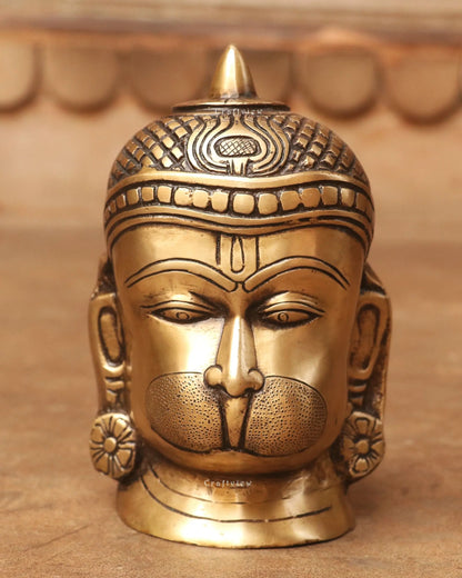 7.5" Brass Hanuman Decorative Head Figurine Craftsview