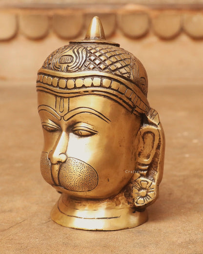 7.5" Brass Hanuman Decorative Head Figurine Craftsview