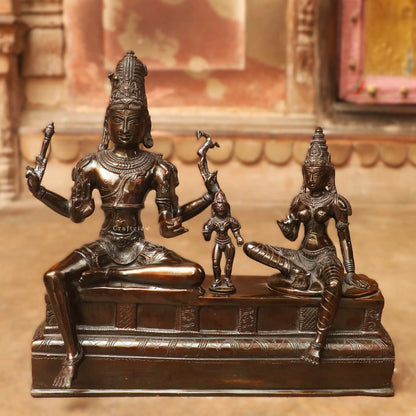 Brass Vishnu Lakshmi Sculpture Vintage Brown Finish 13" Craftsview