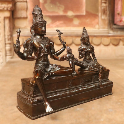 Brass Vishnu Lakshmi Sculpture Vintage Brown Finish 13" Craftsview