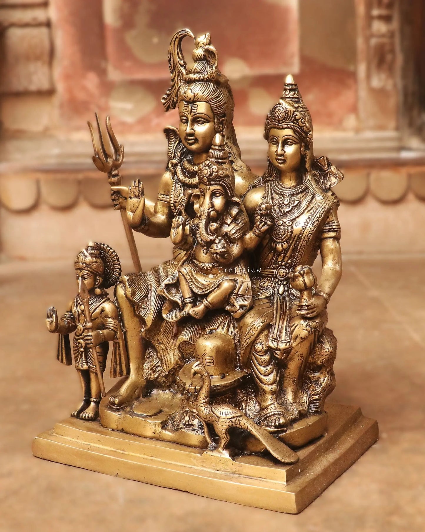 Brass Lord Shiva Family Idol 16" Craftsview