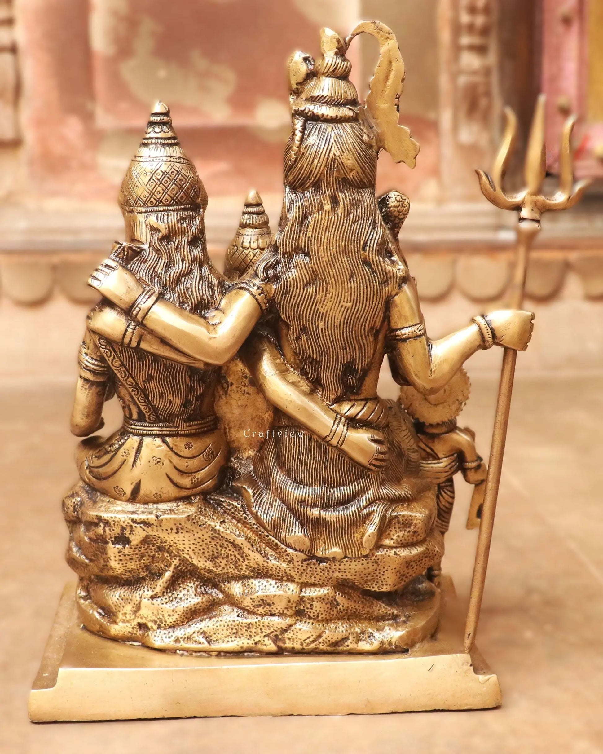 Brass Lord Shiva Family Idol 16" Craftsview