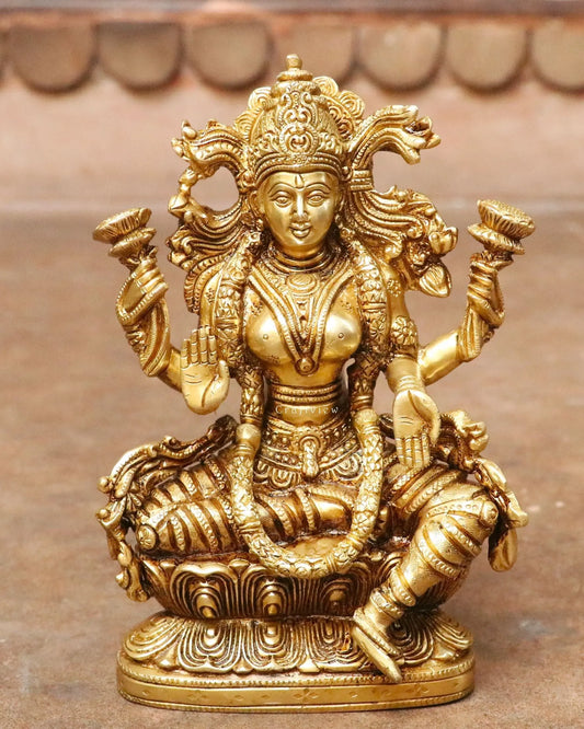 8" Artistic Brass Lakshmi Idols Craftsview