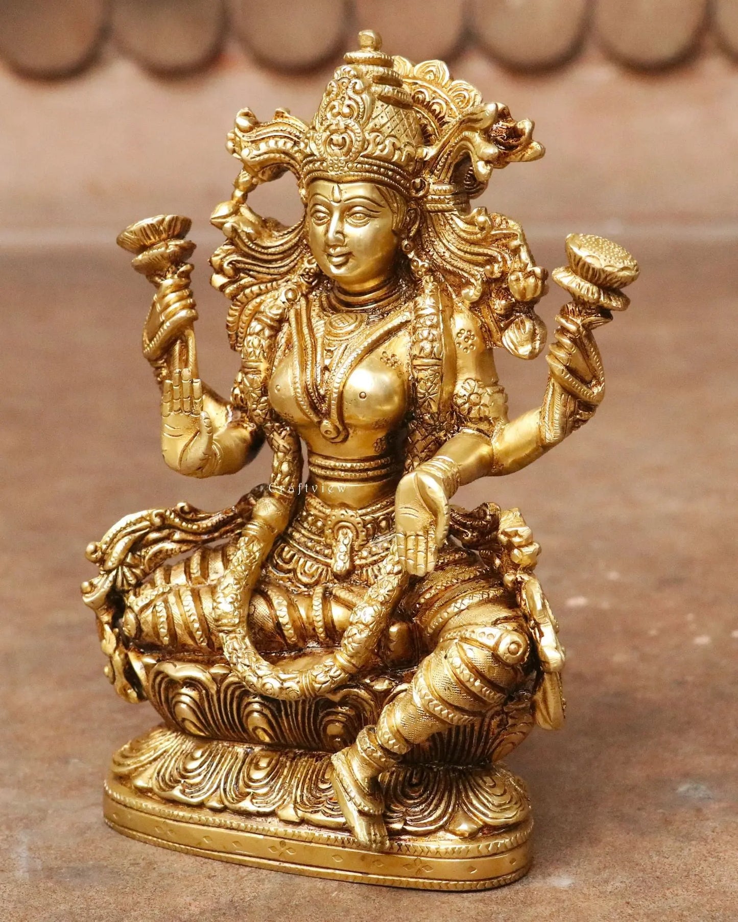 8" Artistic Brass Lakshmi Idols Craftsview