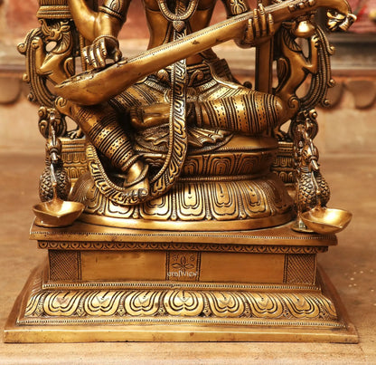 24" Goddess Saraswati Statue for Temple Pooja Room Home Décor Craftsview