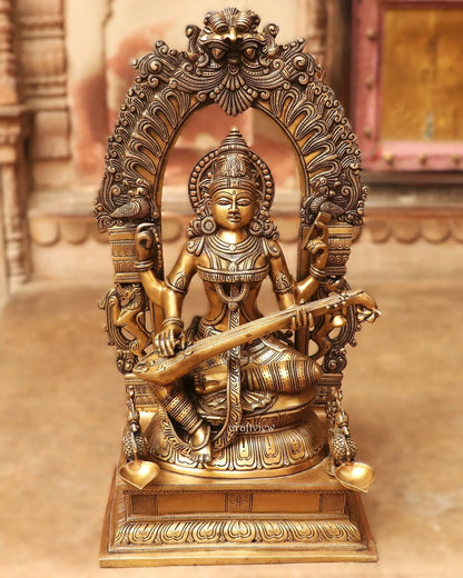 24" Goddess Saraswati Statue for Temple Pooja Room Home Décor Craftsview