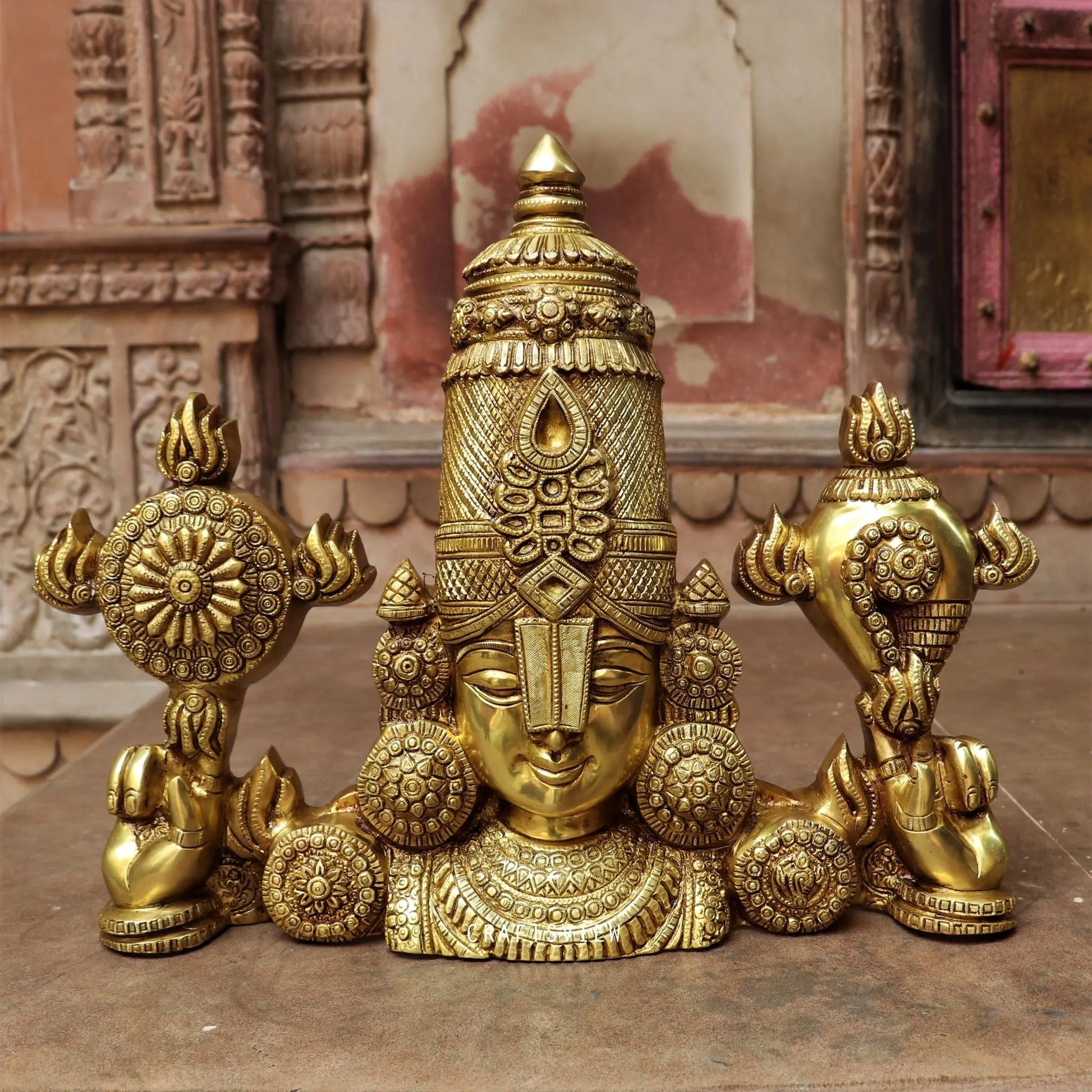 Brass Tirupati Balaji Venkateshwara Bust Figurine craftsview