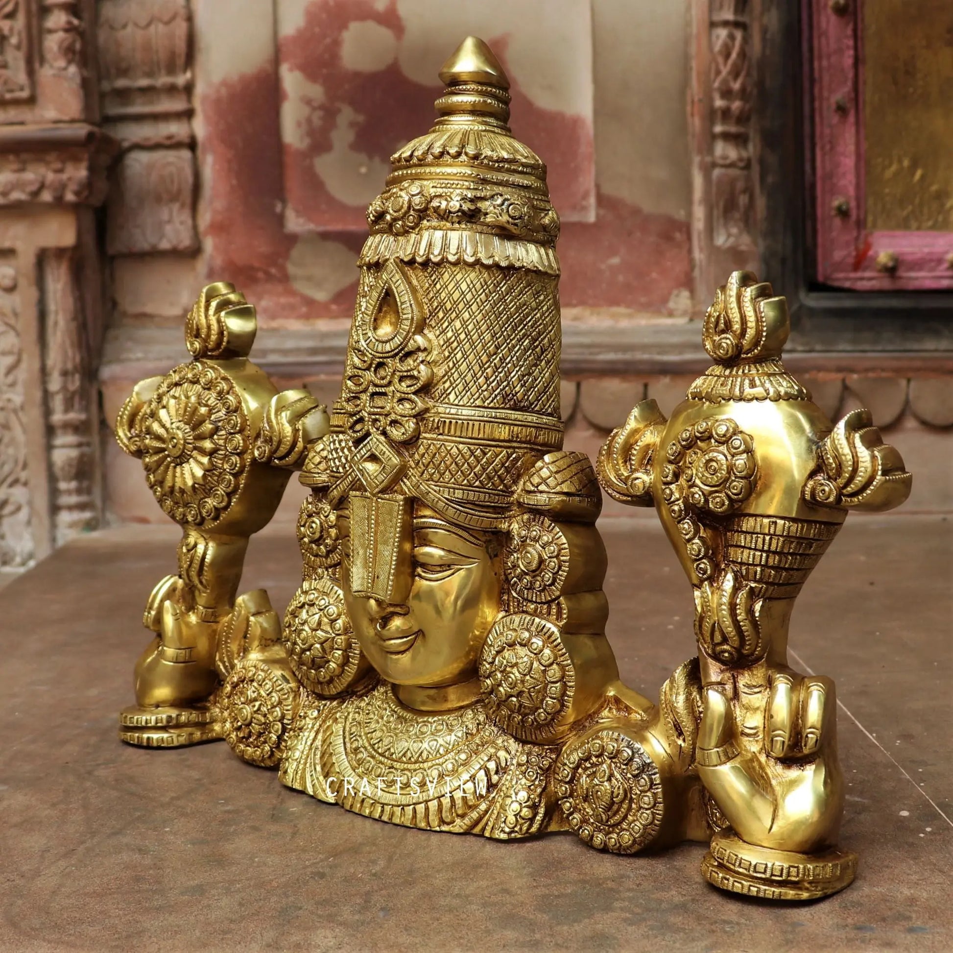 Brass Tirupati Balaji Venkateshwara Bust Figurine craftsview