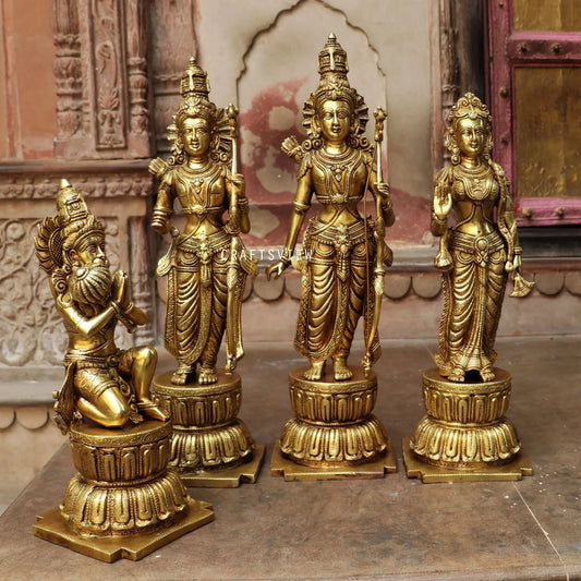 Brass Ramdarbar. Ram Sita Laxman & Hanuman Statues 23" craftsview