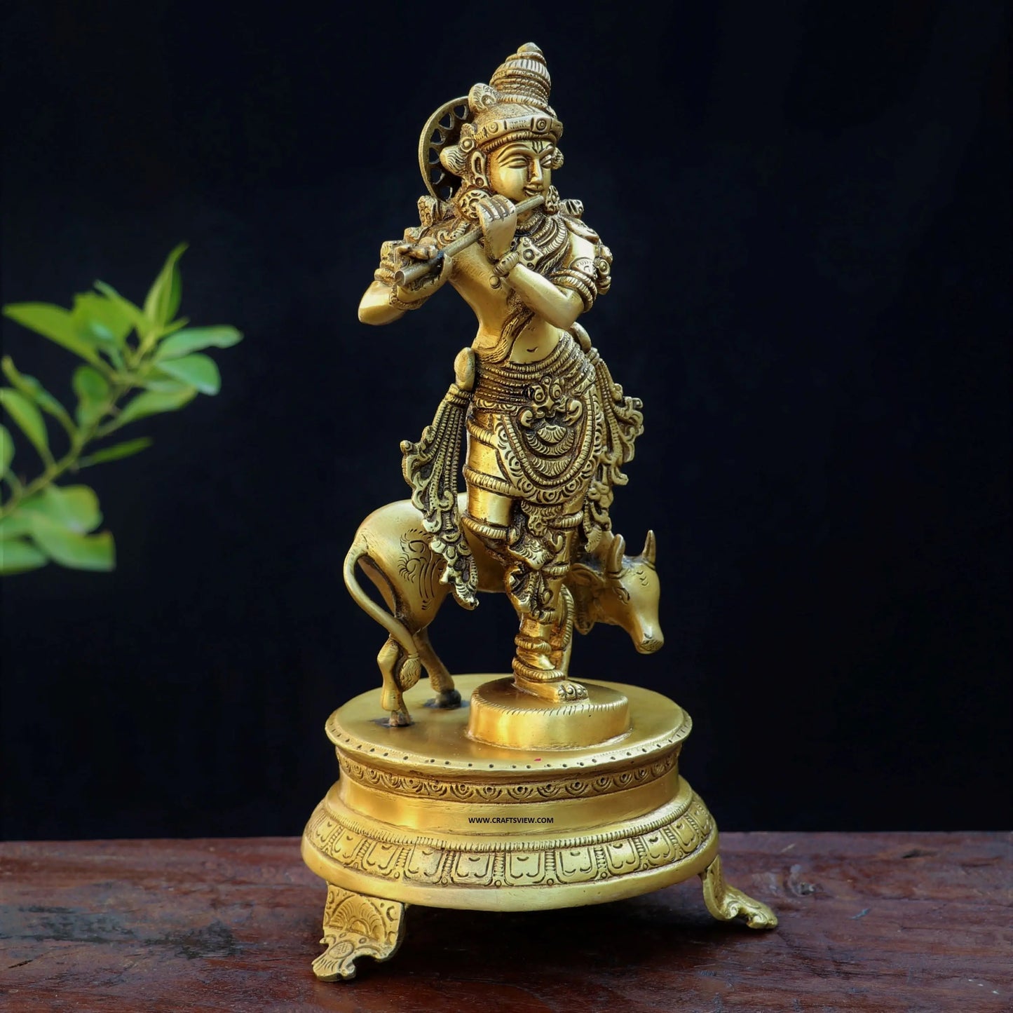 Brass Krishna Statue 11" craftsview